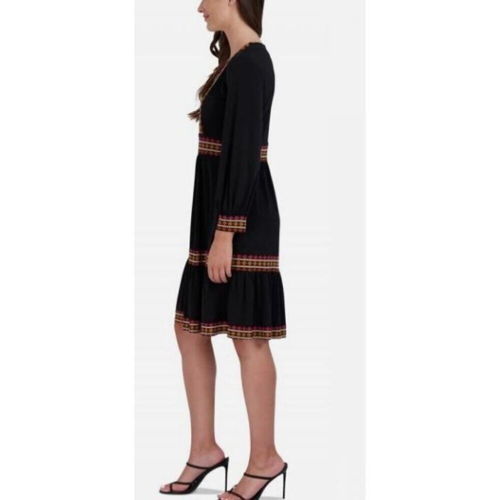 Robbie Bee Knee Length A Line Dress Smocked Striped Jersey Dress Size Large - Picture 3 of 14